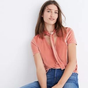 Madewell Velvet Neck Tie Top